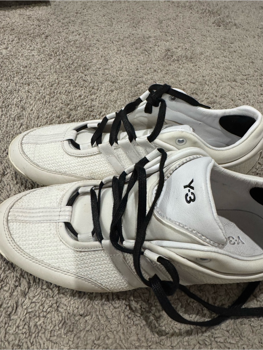 Men’s adidas Y-3 White Sneakers with Black Laces